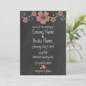 Wild Peach Rozen Chalkboard Weddenschap Kaart (Staand voorkant)