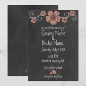 Wild Peach Rozen Chalkboard Weddenschap Kaart (Voorkant / Achterkant)