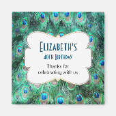 Wild Peacock Feathers Personalized Birthday Favor Magneet (Voorkant)