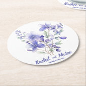 Wild Periwinkles: gepersonaliseerde bruiloft Onder Ronde Kartonnen Onderzetter (Gebogen)