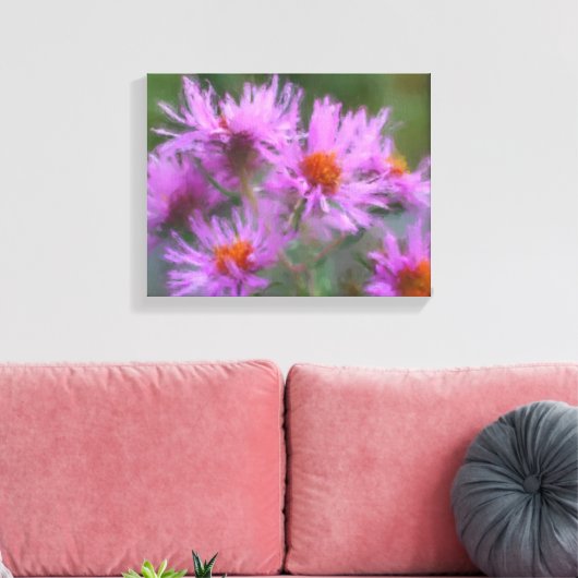 Wild Pink Asters Flower Art Canvas Afdruk (Insitu (Woonkamer))