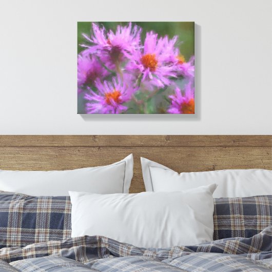 Wild Pink Asters Flower Art Canvas Afdruk (Insitu (Slaapkamer))