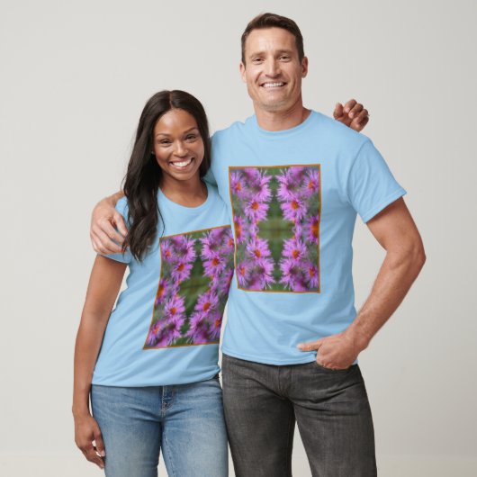 Wild Pink Asters Flower Art T-shirt (Unisex)