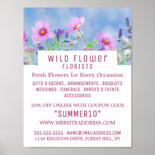 Wild Pink Floral, bloementeelt Adverteren Poster