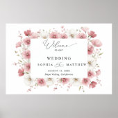Wild Pink Flowers Wedding  Poster (Voorkant)