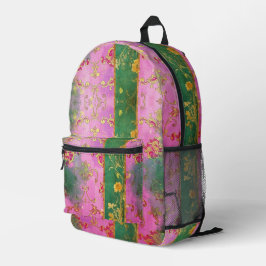 Wild Pink Green Damask Grunge - Rugzak
