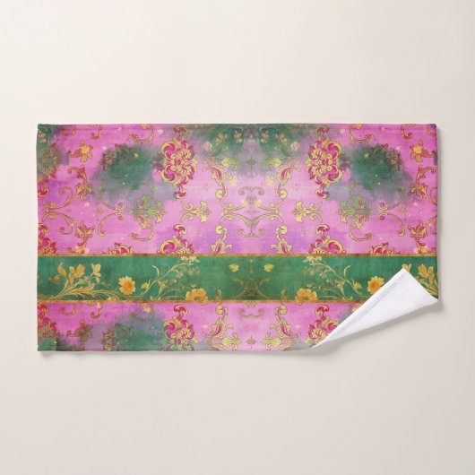 Wild Pink Grunge Damask - Badhanddoek Set Bad Handdoek (Handdoek)