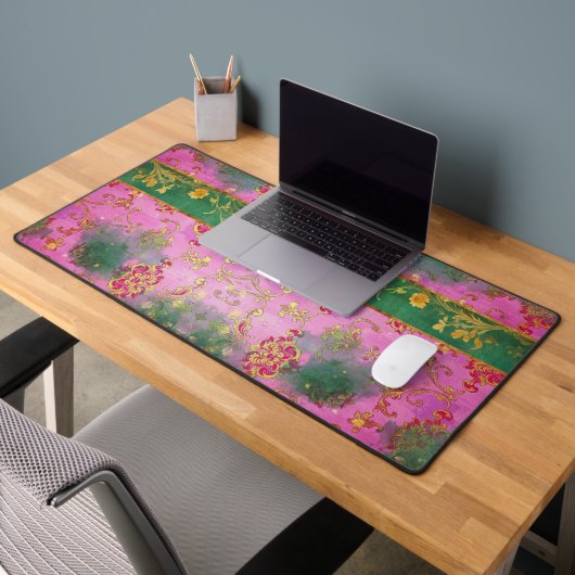 Wild Pink Grunge Damask - Desk Mat (Kantoor 2)