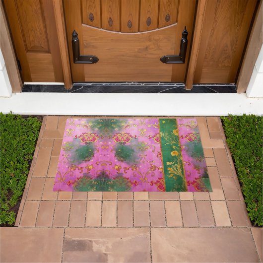 Wild Pink Grunge Damask - Deurmat, vloerkleed Deurmat (Buiten)