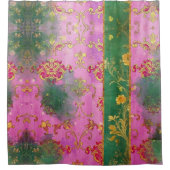 Wild Pink Grunge Damask - Douchegordijn (Voorkant)