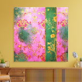 Wild Pink Grunge Damask - Ingepakt Canvas Afdruk (Insitu (Woonkamer))