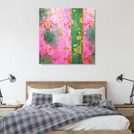 Wild Pink Grunge Damask - Ingepakt Canvas Afdruk