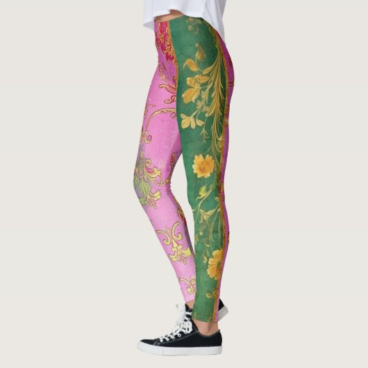 Wild Pink Grunge Damask - Leggings (Links)