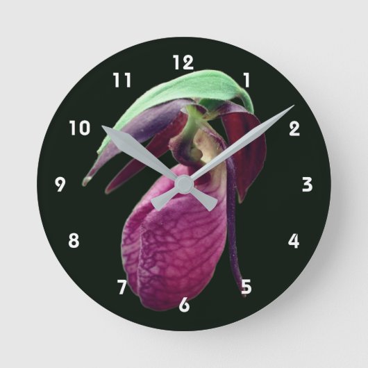 Wild Pink Lady Slipper Flower  Ronde Klok (Voorkant)