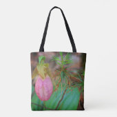 Wild Pink Lady Slipper Orchid And Evergreens   Tote Bag (Achterkant)