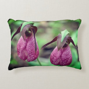 Wild Pink Lady Slipper Orchid Flower Pair 2 Accent Kussen