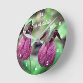 Wild Pink Lady Slipper Orchid Flower Pair 2   Ronde Klok (Hoek)