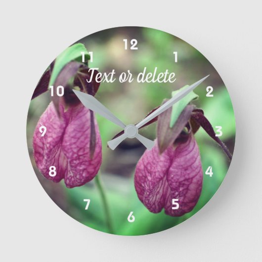 Wild Pink Lady Slipper Orchid Flower Pair 2   Ronde Klok (Voorkant)