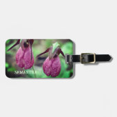 Wild Pink Lady Slipper Orchid Flowers, speciaal ge Bagagelabel (Voorkant horizontaal)