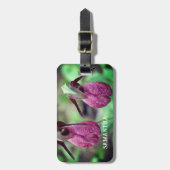 Wild Pink Lady Slipper Orchid Flowers, speciaal ge Bagagelabel (Voorkant verticaal)