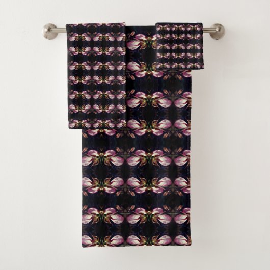 Wild Pink Lady Slipper Orchid Pair Abstract Bad Handdoek (Insitu)