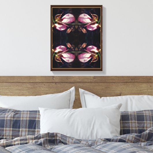 Wild Pink Lady Slipper Orchid Pair Abstract Canvas Afdruk (Insitu (Slaapkamer))