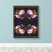 Wild Pink Lady Slipper Orchid Pair Abstract Canvas Afdruk (Insitu (Houten vloer))