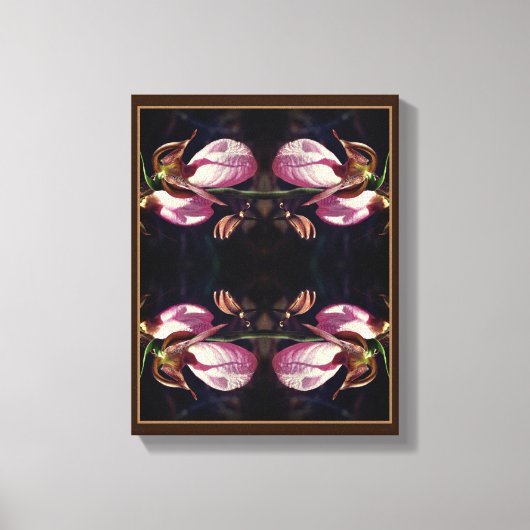 Wild Pink Lady Slipper Orchid Pair Abstract Canvas Afdruk (Voorkant)