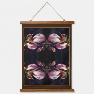 Wild Pink Lady Slipper Orchid Pair Abstract Hangend Wandkleed