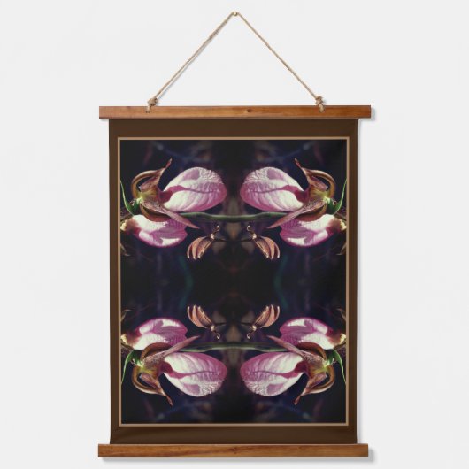 Wild Pink Lady Slipper Orchid Pair Abstract Hangend Wandkleed (Voorkant)