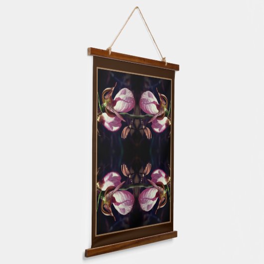 Wild Pink Lady Slipper Orchid Pair Abstract Hangend Wandkleed (Gebogen)