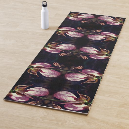 Wild Pink Lady Slipper Orchid Pair Abstract Yogamat (In situ)