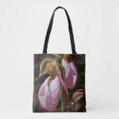 Wild Pink Lady Slipper Orchid Pair Tote Bag (Voorkant)