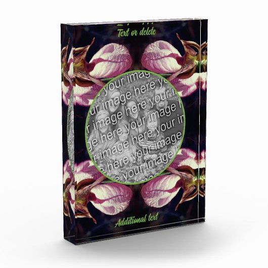 Wild Pink Lady Slipper Orchid Uw eigen toevoegen Fotoblokken (Links)