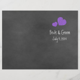 Wild Pink Paars Chalkboard Folded Wedding Programm