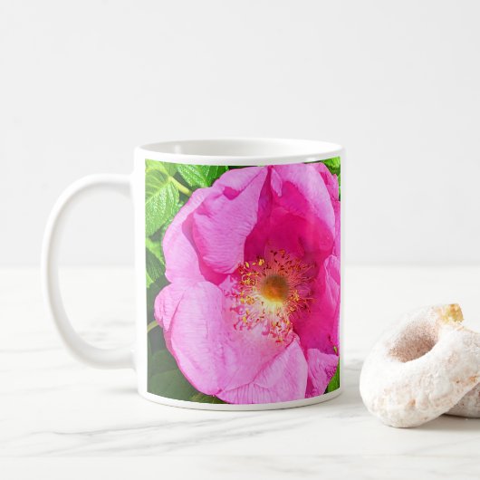Wild Pink Rose Photo Trust in het Bijbelvers van d Koffiemok (Met donut)