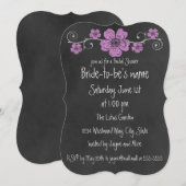 Wild Pink Roses Chalkboard Bridal Kaart (Voorkant / Achterkant)