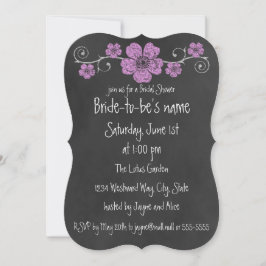 Wild Pink Roses Chalkboard Bridal Kaart