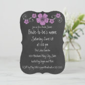 Wild Pink Roses Chalkboard Bridal Kaart (Staand voorkant)