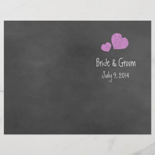 Wild Pink Roses Chalkboard Folded Wedding Programm (Voorkant)