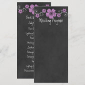 Wild Pink Roses Chalkboard Wedding Program Kaart (Voorkant / Achterkant)