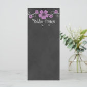 Wild Pink Roses Chalkboard Wedding Program Kaart (Staand voorkant)