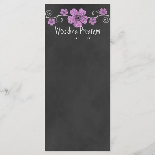 Wild Pink Roses Chalkboard Wedding Program Kaart (Voorkant)