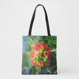 Wild Poinsettia op een canvas tas met drukwerk