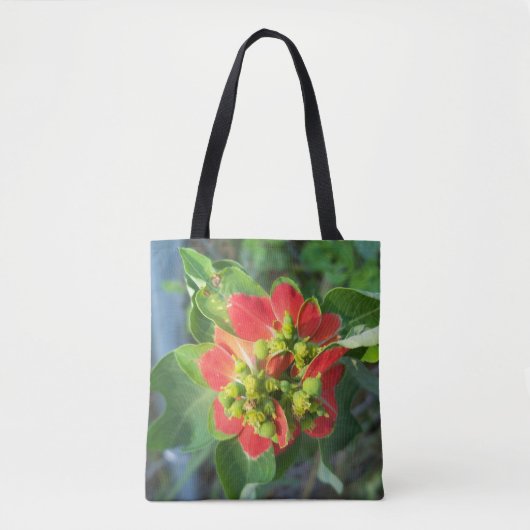 Wild Poinsettia op een canvas tas met drukwerk (Voorkant)
