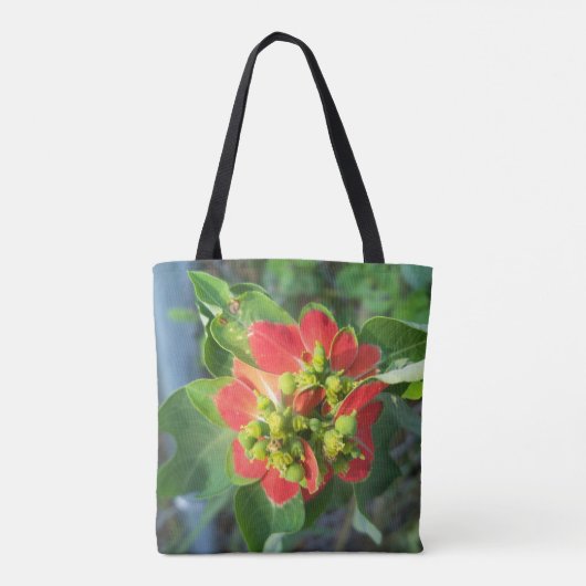 Wild Poinsettia op een canvas tas met drukwerk (Achterkant)