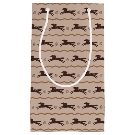 Wild Pony Galloping Horse op Tan Klein Cadeauzakje (Voorkant)