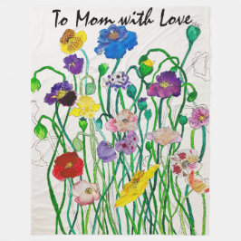 Wild Poppies kleurrijke vrolijke namen Fleece Deken