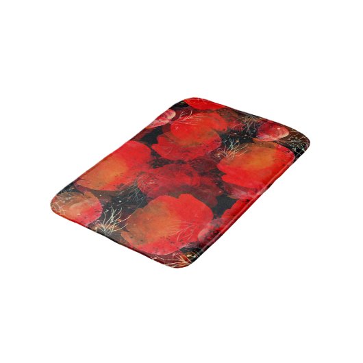 Wild Poppies Waterverf digitale tekening Badmat (Gekanteld)