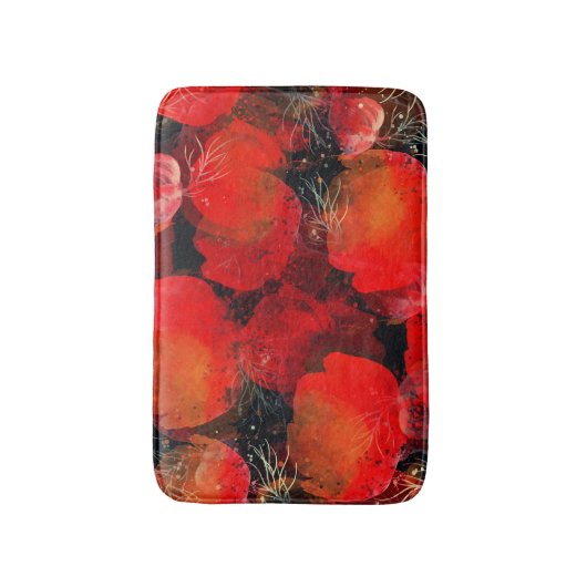 Wild Poppies Waterverf digitale tekening Badmat (Voorkant Verticaal)